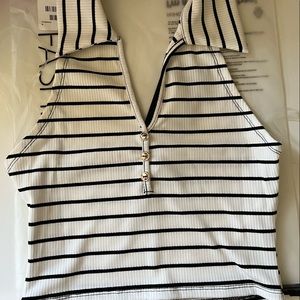 Fashion Nova Scarlet Stripe Collared Top